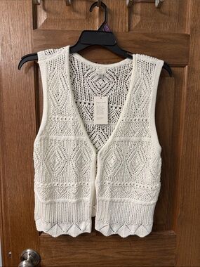 a new day White Crochet Knit Tank Vest